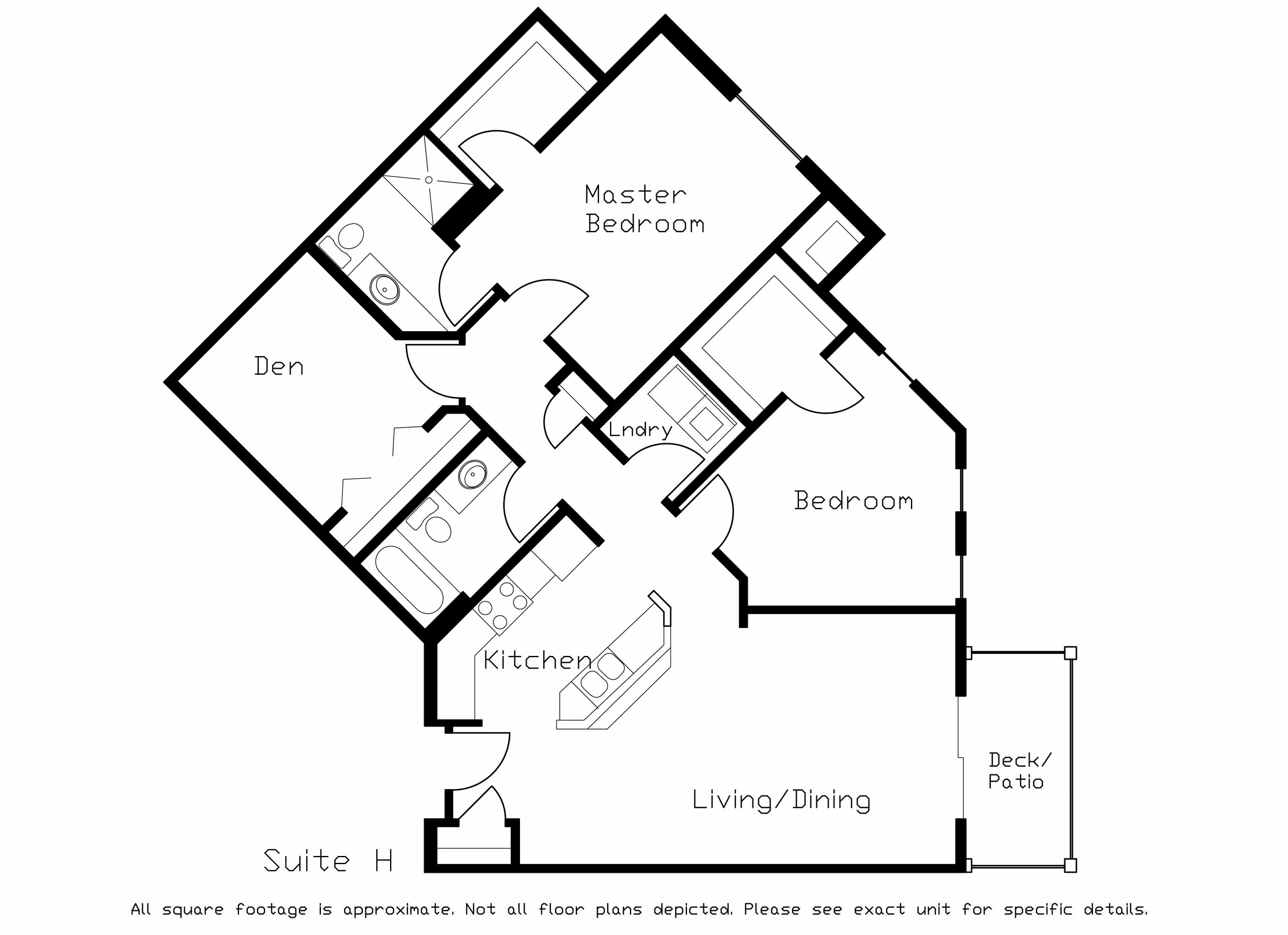 Floor plan for 2 beds, 2 baths, 1276 sqft